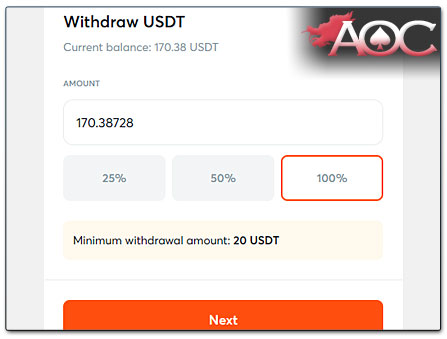 Enter the amount of cryptocurrency you wish to withdraw