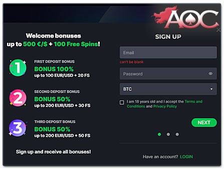 Kosmonaut Casino registration