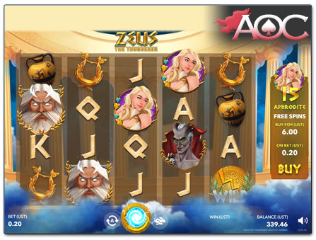 Mascot Zeus The Thunderer slot at Kosmonaut Casino